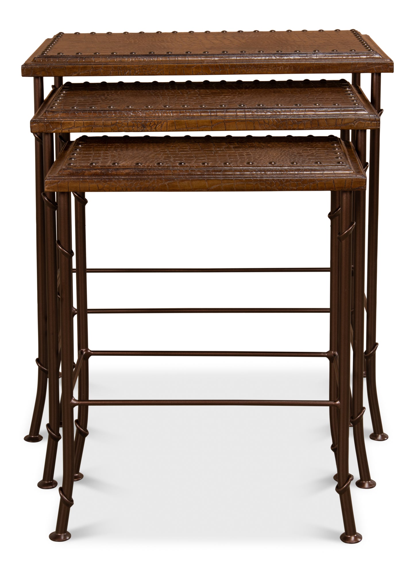 CROC LEATHER NESTING TABLES, SET/4