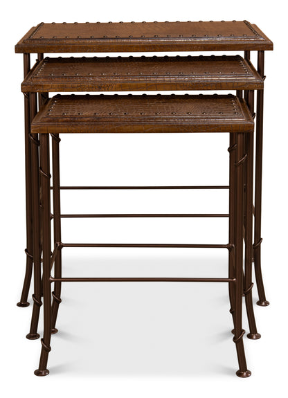 CROC LEATHER NESTING TABLES, SET/4