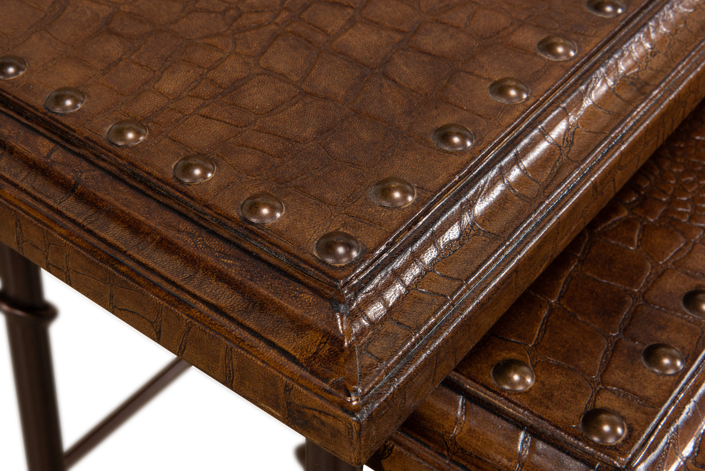 CROC LEATHER NESTING TABLES, SET/4