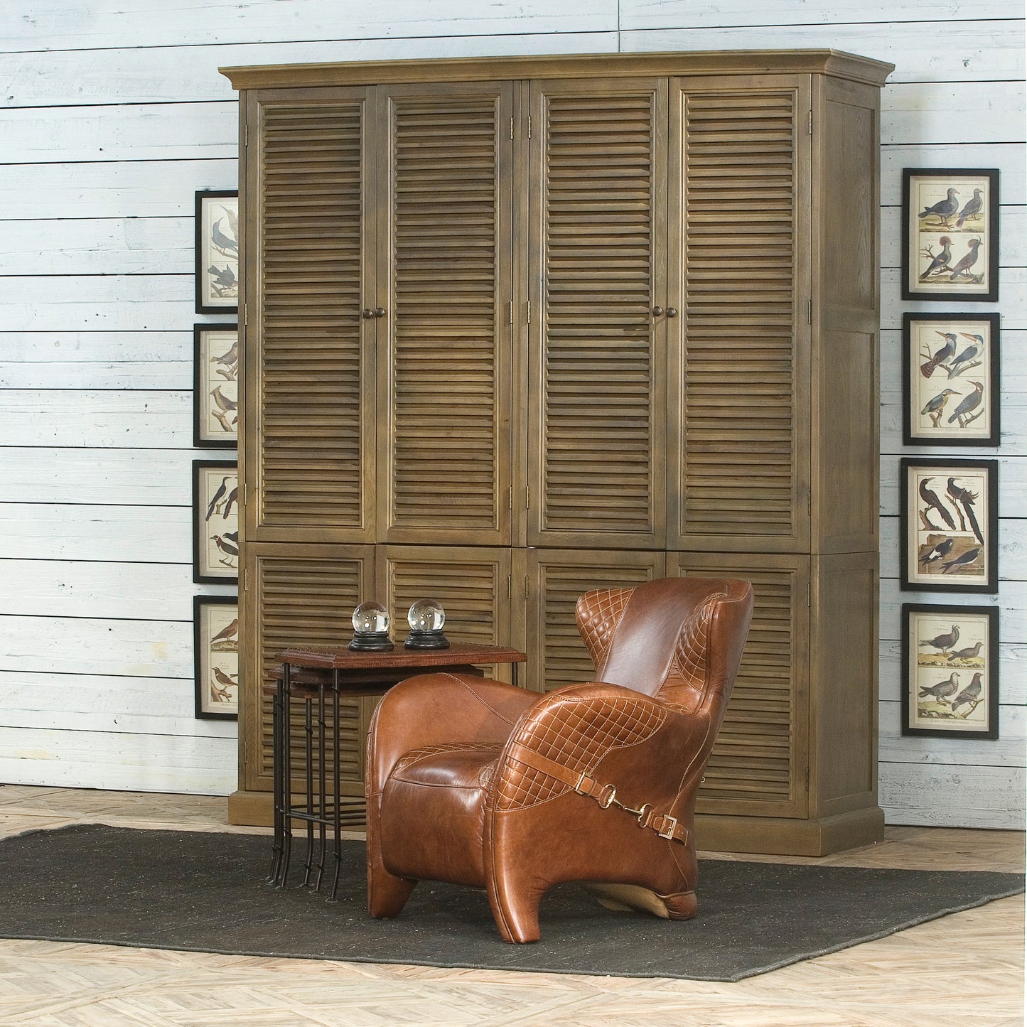 CROC LEATHER NESTING TABLES, SET/4