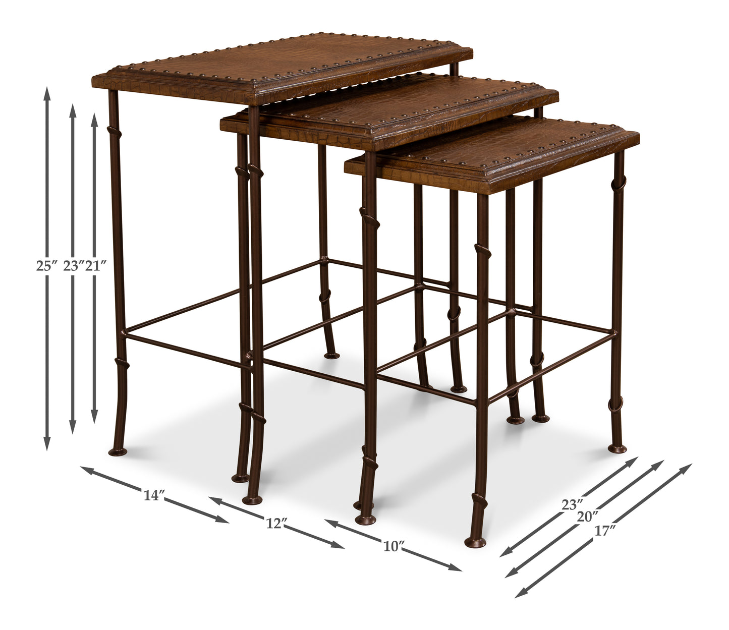 CROC LEATHER NESTING TABLES, SET/4