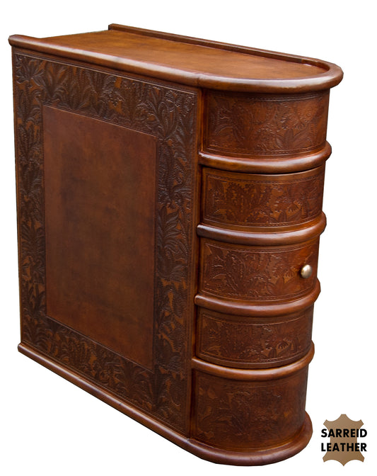 Barnes Leather Book Side Table