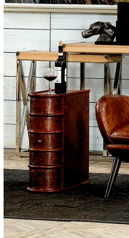 Barnes Leather Book Side Table