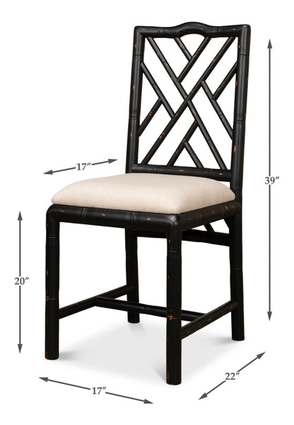 BRIGHTON BAMBOO SIDE CHAIR, BLACK