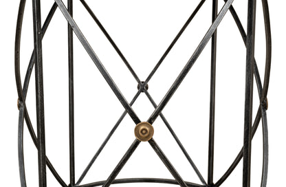 DRUM & FIFE LAMP TABLE, AGED WHITE MARBLE