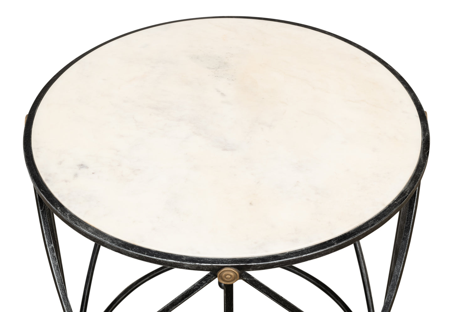 DRUM & FIFE LAMP TABLE, AGED WHITE MARBLE