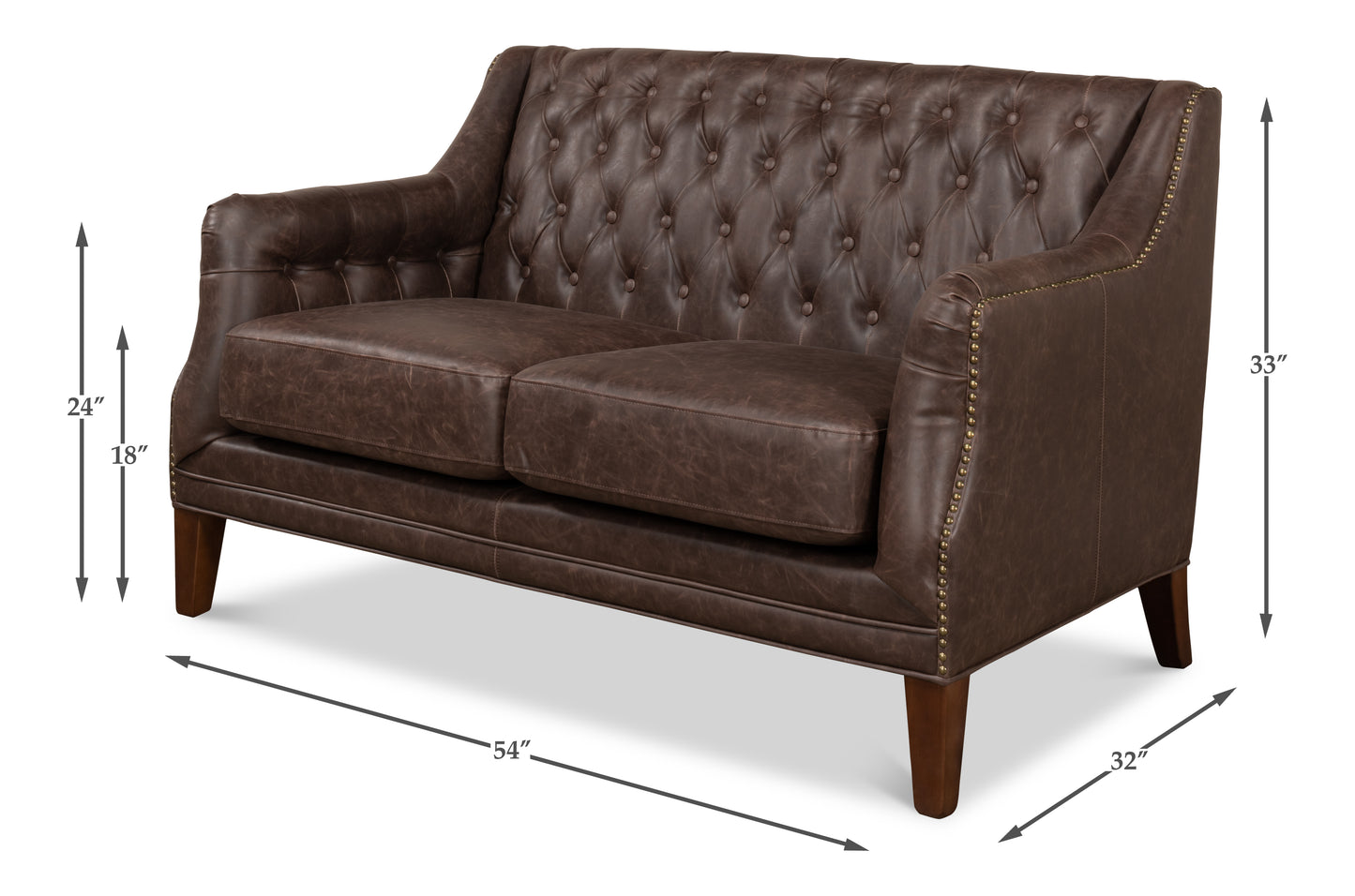 Brooks Leather Tufted 2 Seat Sofa