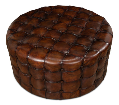LEATHER TUFTED OTTOMAN