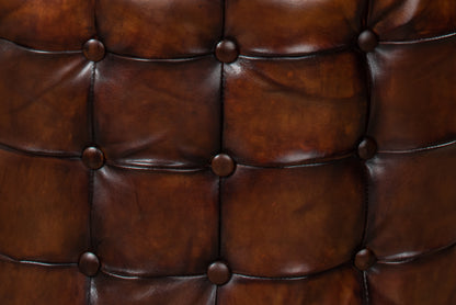 LEATHER TUFTED OTTOMAN