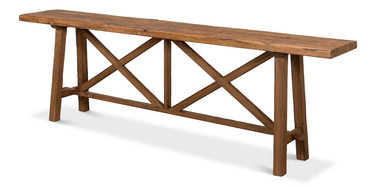 DOUBLE X BASE SOFA TABLE, TAN