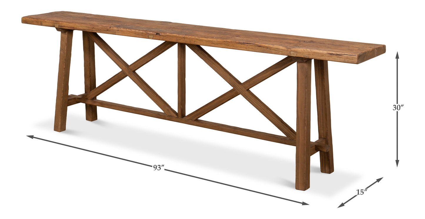 DOUBLE X BASE SOFA TABLE, TAN