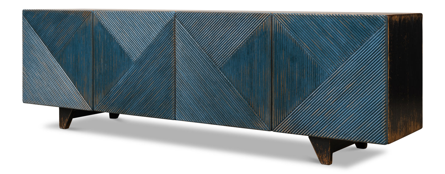 Low Wall Console For TV - Blue