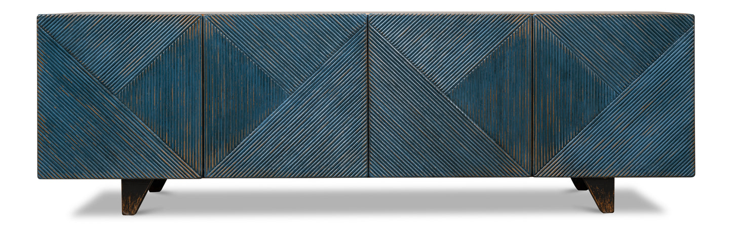 Low Wall Console For TV - Blue