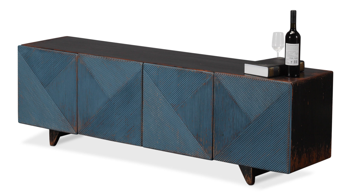 Low Wall Console For TV - Blue