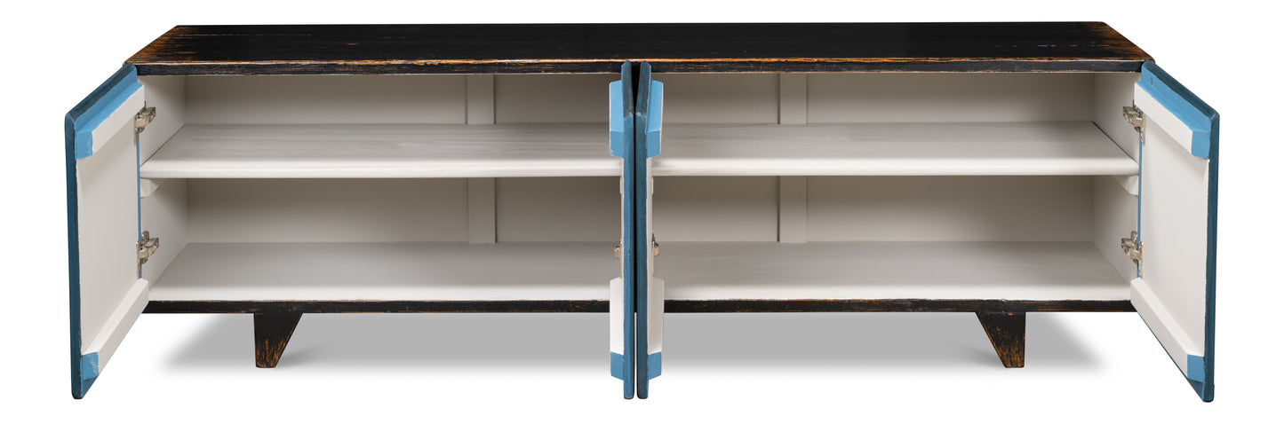 Low Wall Console For TV - Blue