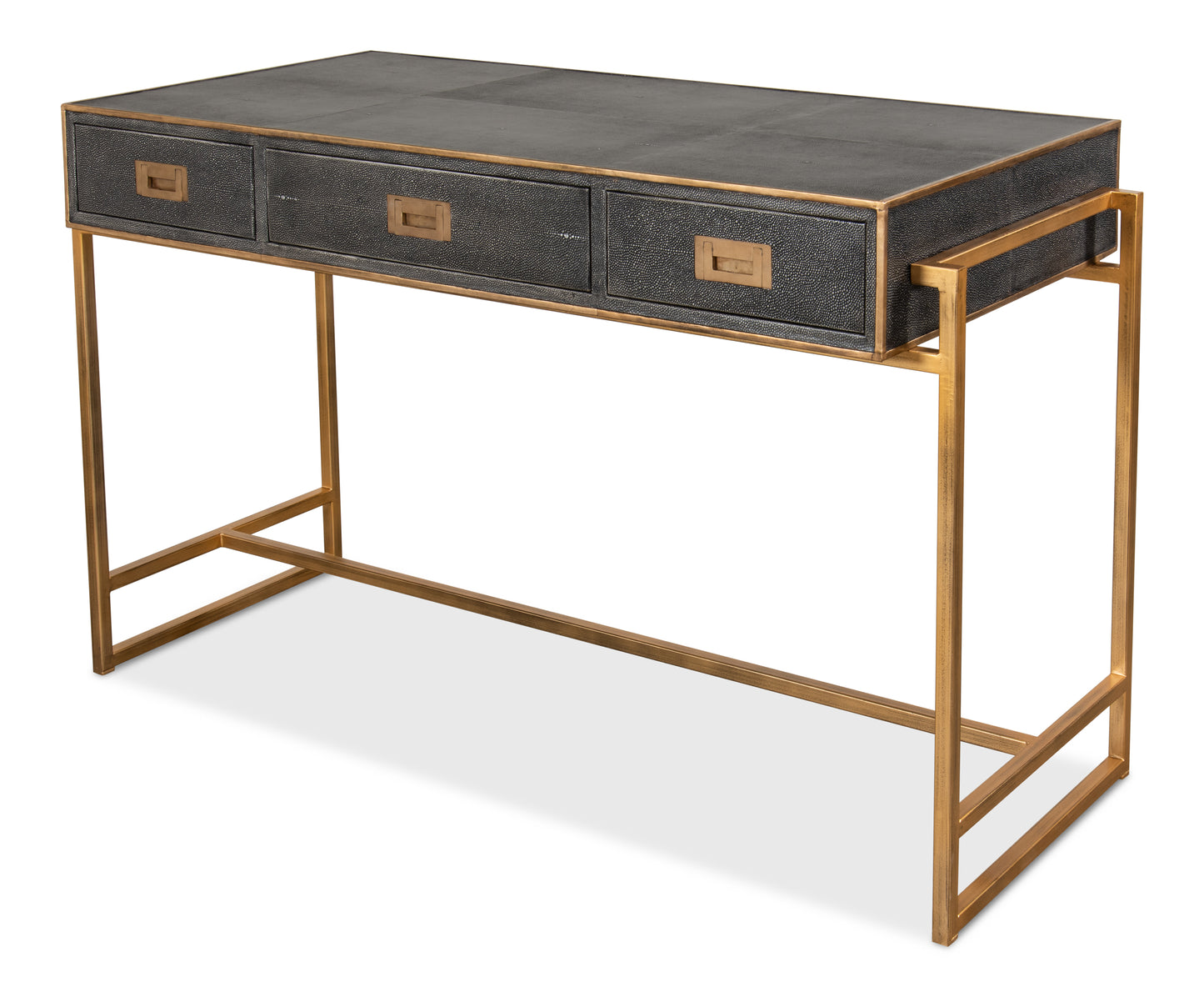 Grey Leather Shagreen Desk