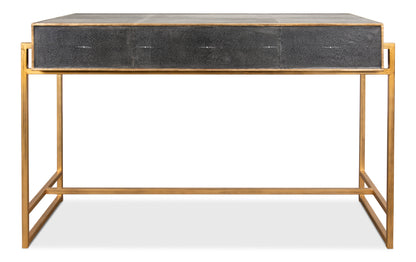 Grey Leather Shagreen Desk