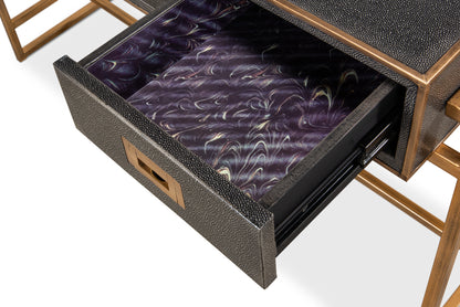 Grey Leather Shagreen Desk