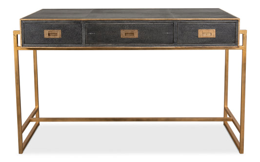 Grey Leather Shagreen Desk