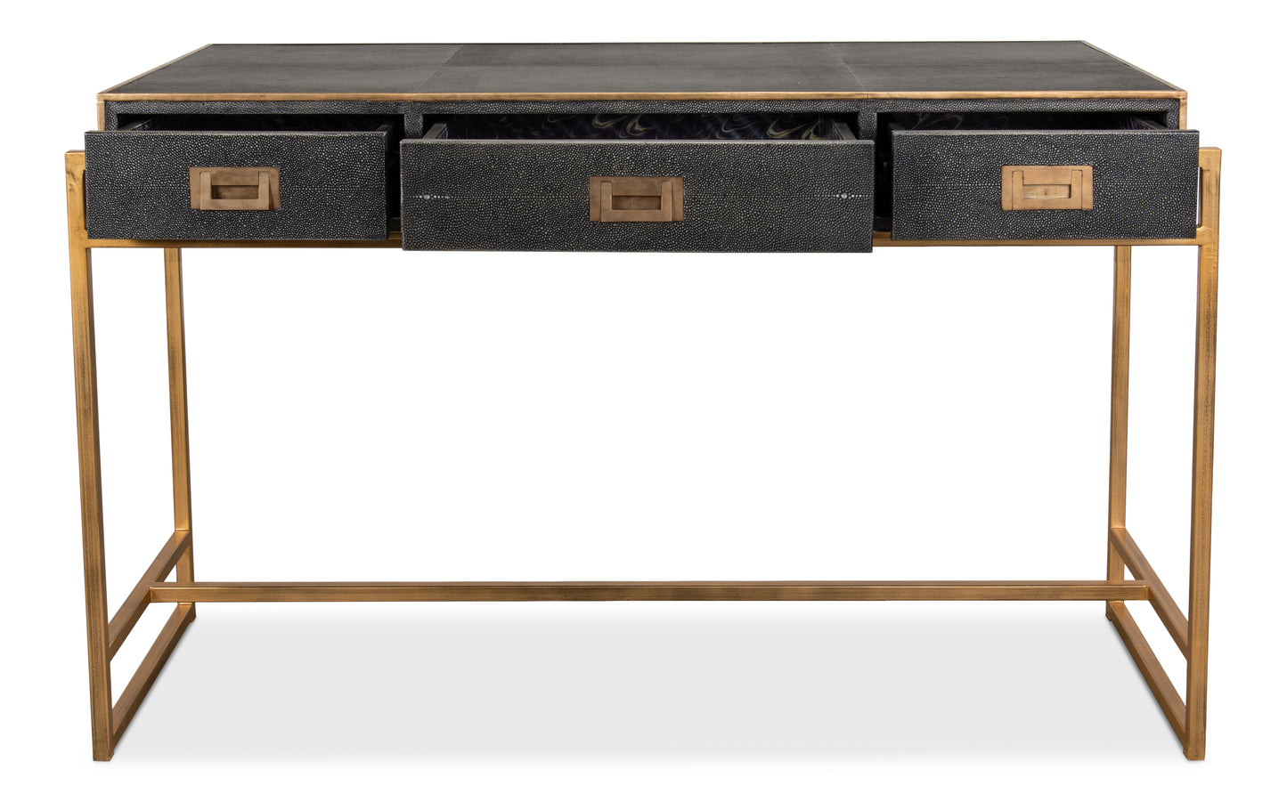 Grey Leather Shagreen Desk