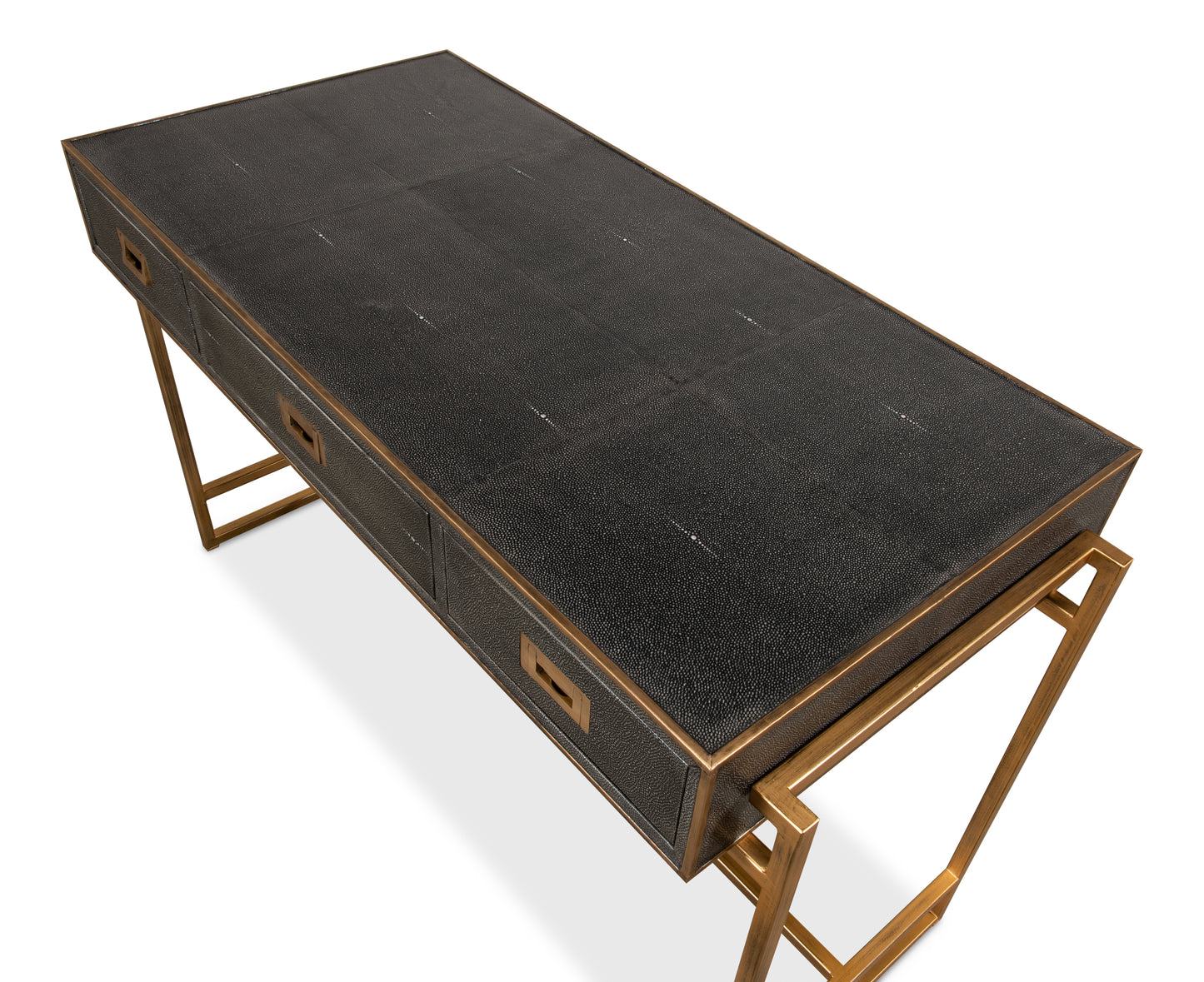Grey Leather Shagreen Desk