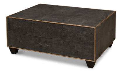 Grey Leather Shagreen Cocktail Table