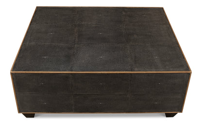 Grey Leather Shagreen Cocktail Table