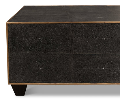 Grey Leather Shagreen Cocktail Table