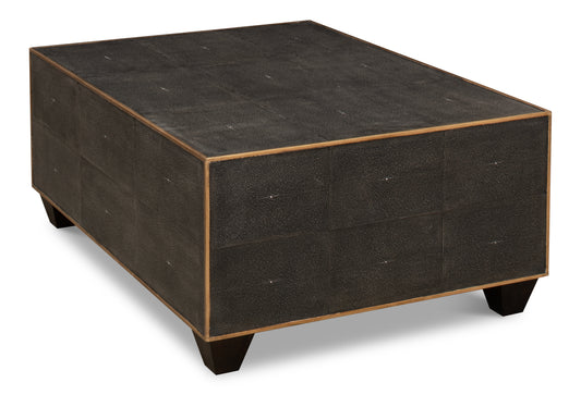 GREY LEATHER SHAGREEN COCKTAIL TABLE