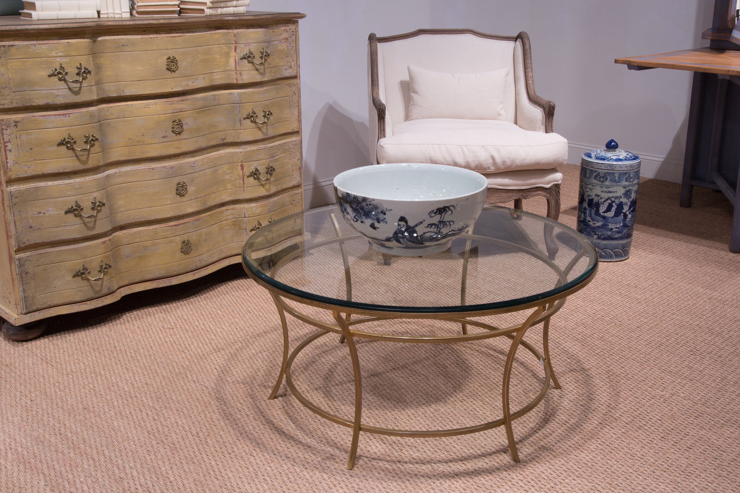 Glass Top Round Coffee Table
