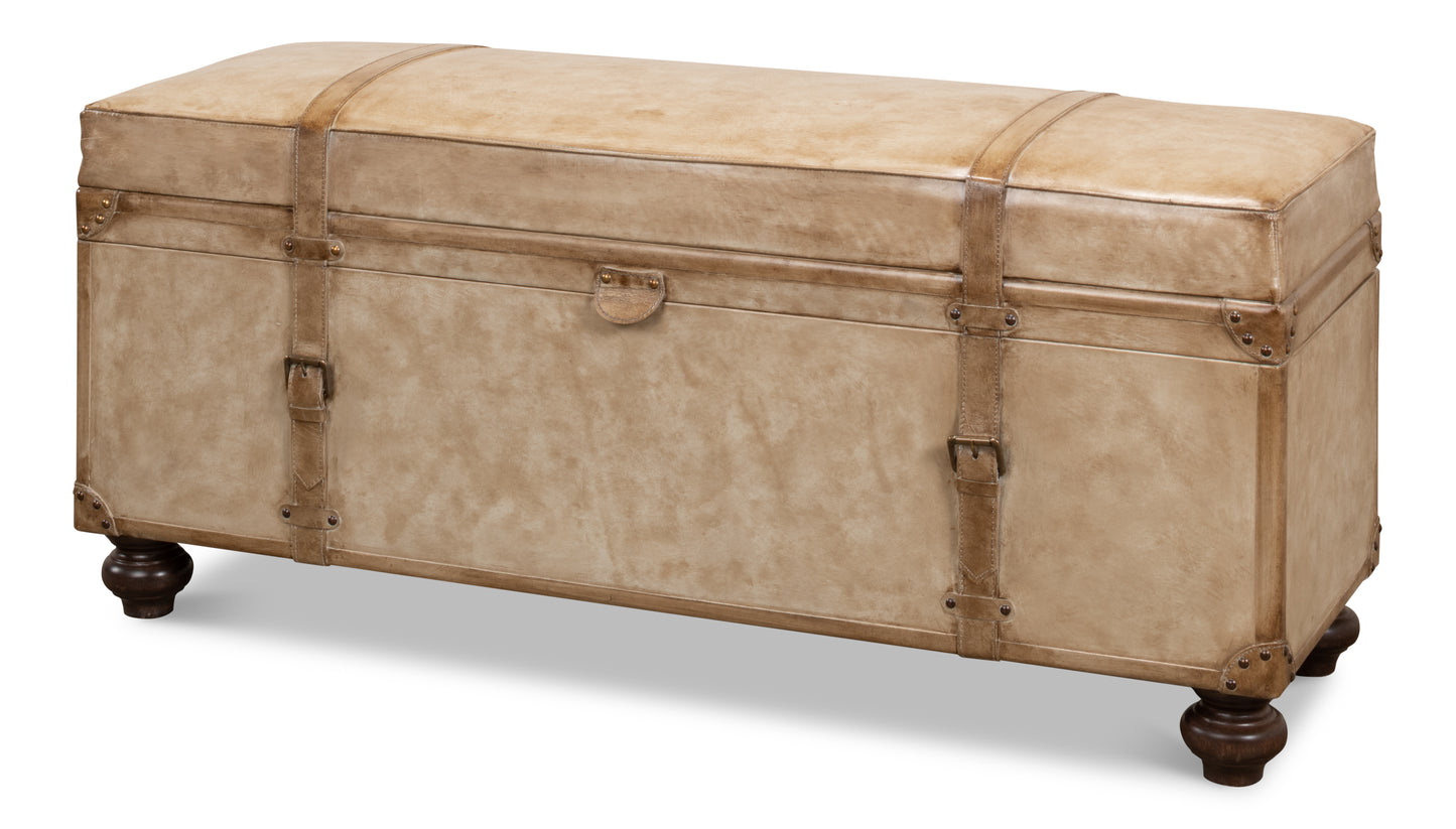 LEATHER TRUNK/BENCH, PEARL LEATHER