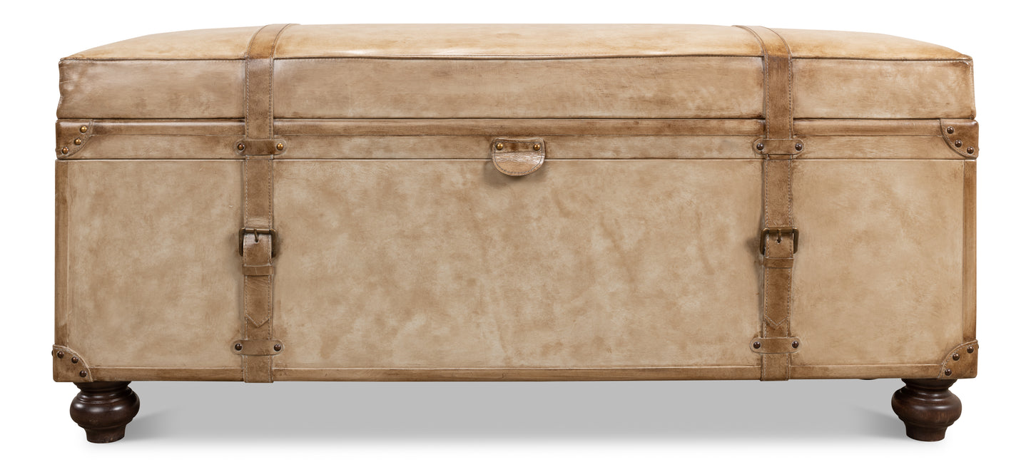 LEATHER TRUNK/BENCH, PEARL LEATHER
