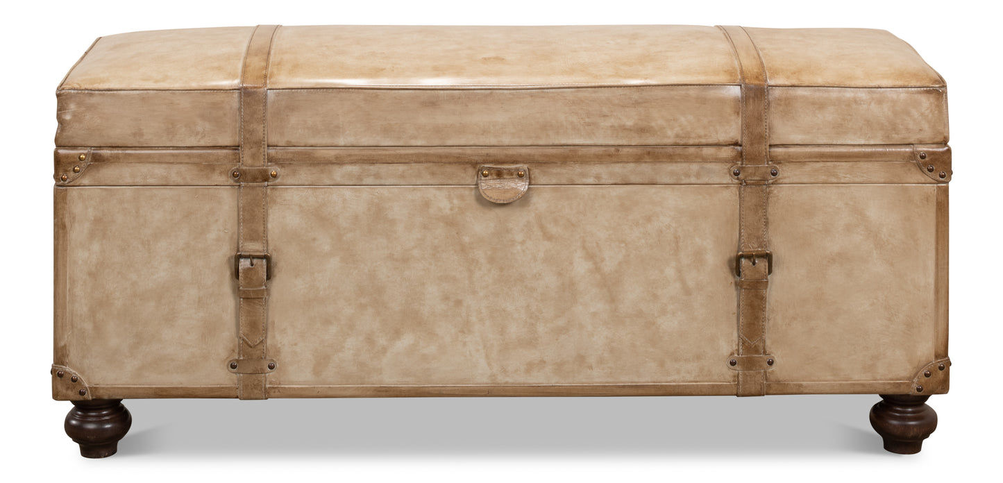 LEATHER TRUNK/BENCH, PEARL LEATHER