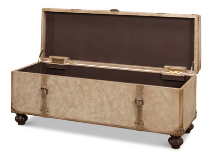 LEATHER TRUNK/BENCH, PEARL LEATHER