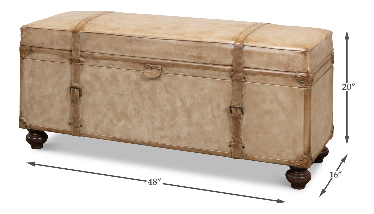 LEATHER TRUNK/BENCH, PEARL LEATHER