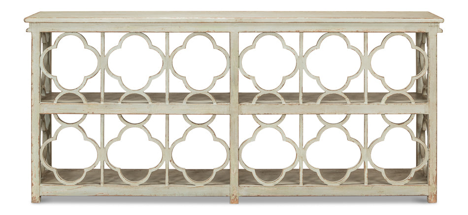 Quatrefoil Bookshelf Console Table