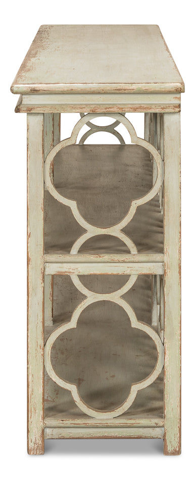 Quatrefoil Bookshelf Console Table