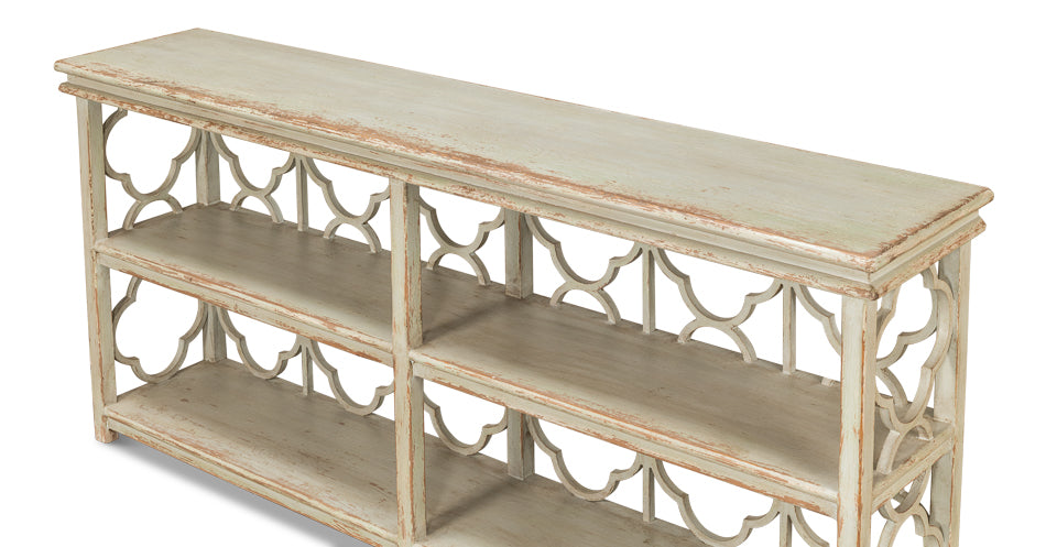 Quatrefoil Bookshelf Console Table