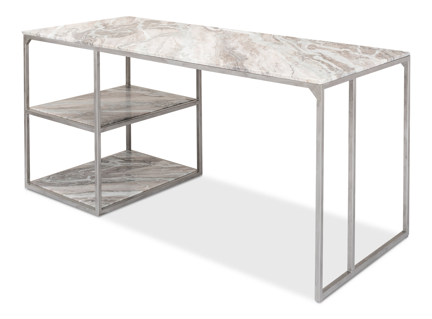 Open Desk With Shelves Marble Top