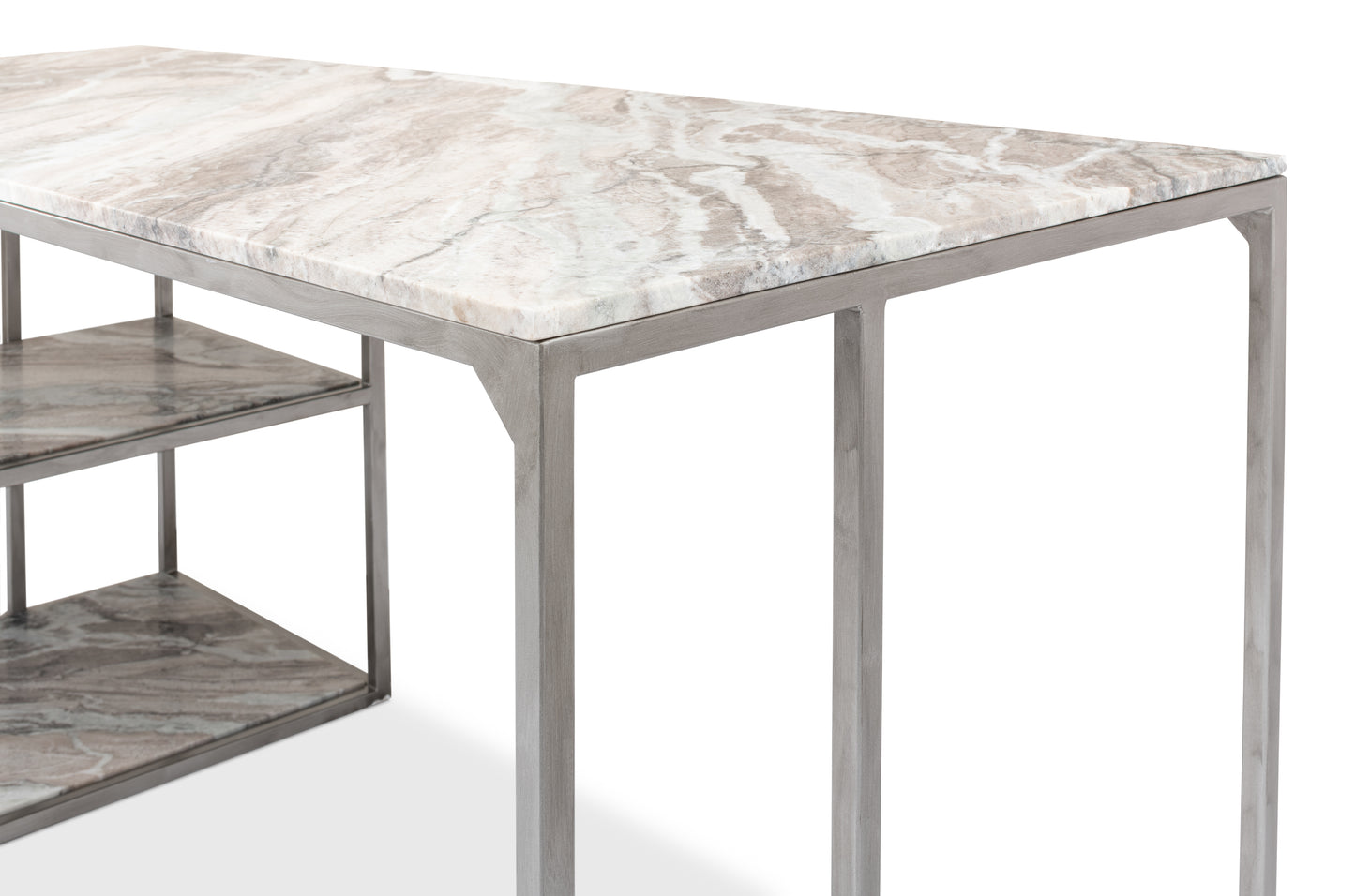 Open Desk With Shelves Marble Top
