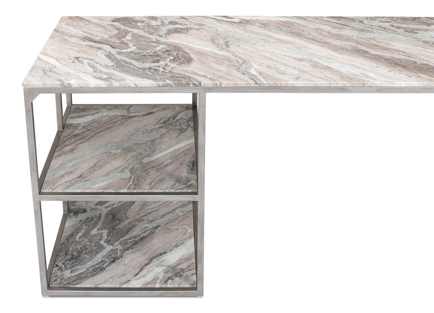 Open Desk With Shelves Marble Top