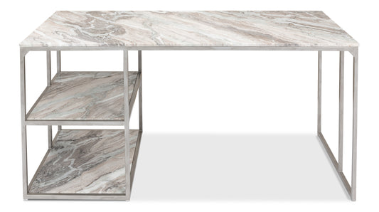 OPEN DESK WITH SHELVES, MARBLE TOP