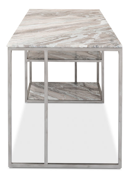 Open Desk With Shelves Marble Top