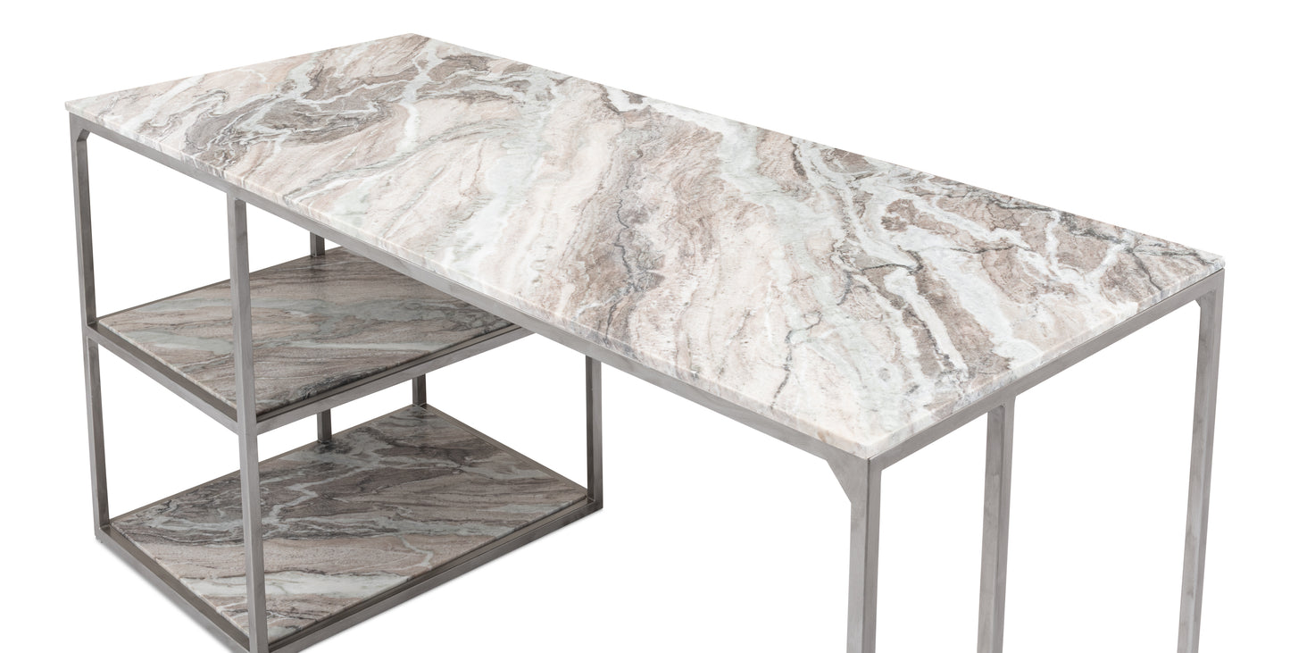 Open Desk With Shelves Marble Top