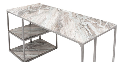 Open Desk With Shelves Marble Top