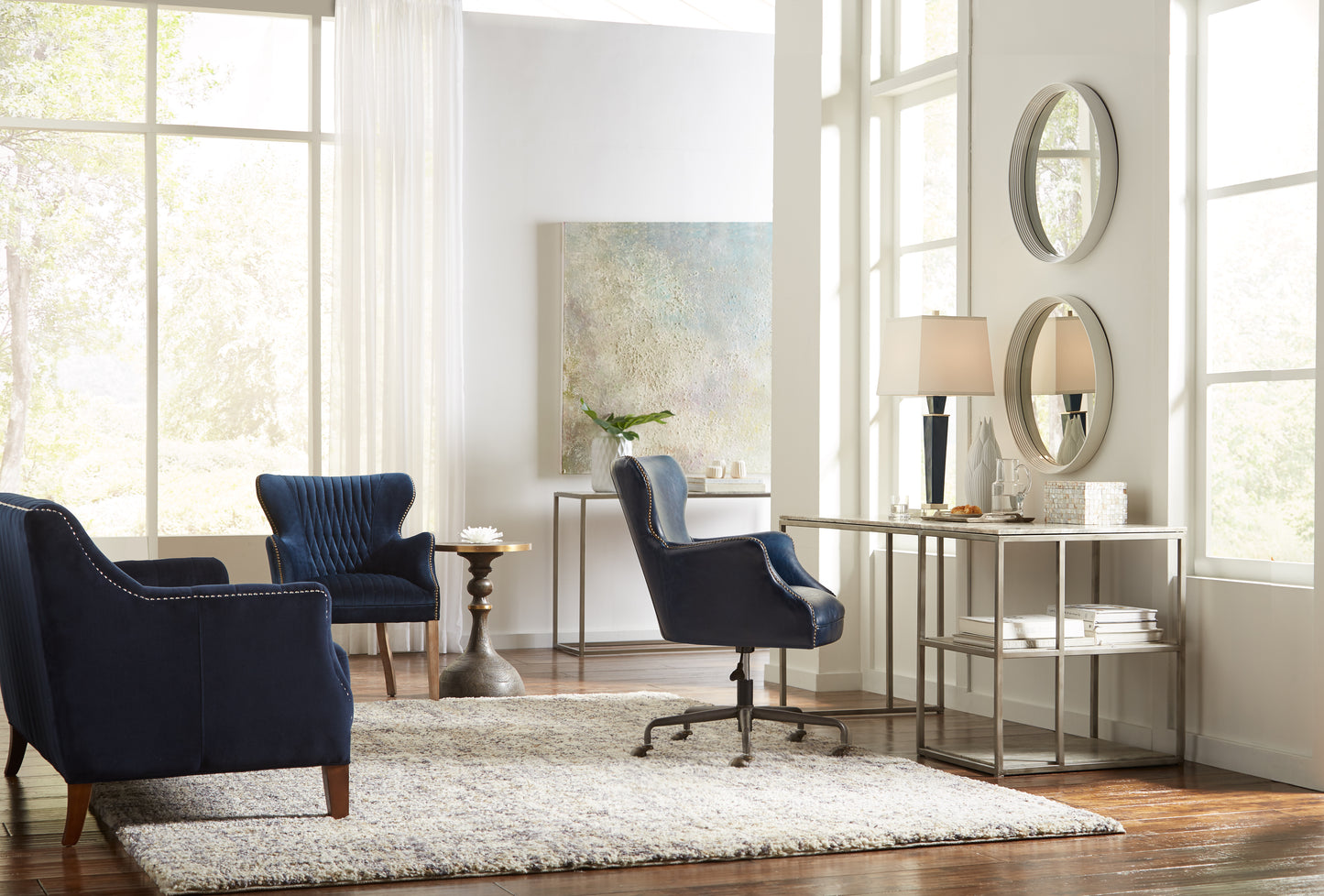 Open Desk With Shelves Marble Top