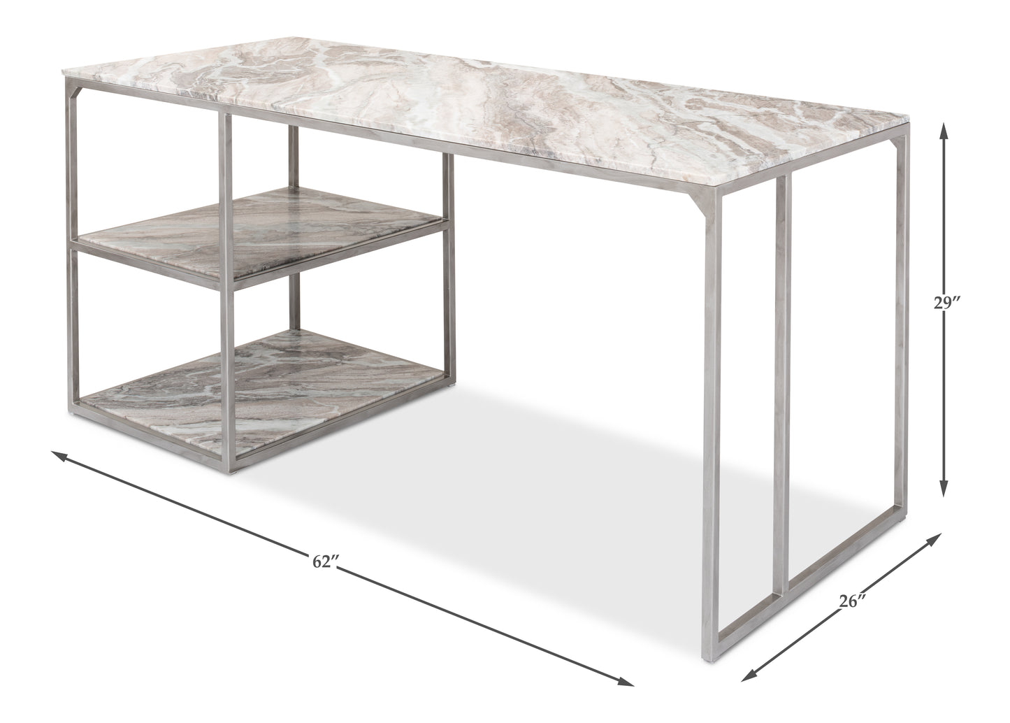 Open Desk With Shelves Marble Top