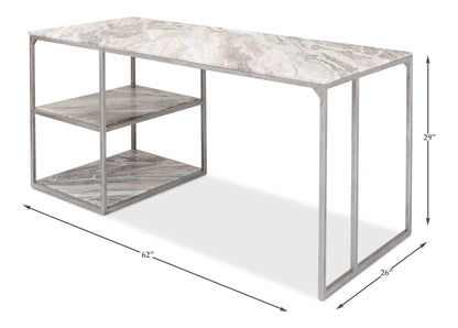 Open Desk With Shelves Marble Top