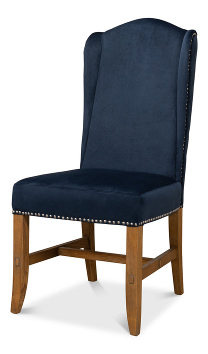 High Back Dining Chair, Blue Velvet