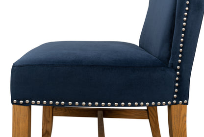 High Back Dining Chair, Blue Velvet